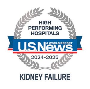 U.S. News & World Report High Performing Hospitals Kidney Failure 2024-2025 logo